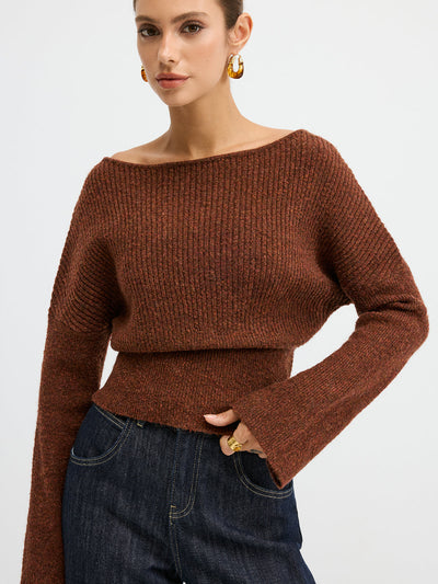 Wool Blend Off-Shoulder Sweater