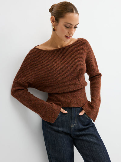 Wool Blend Off-Shoulder Sweater