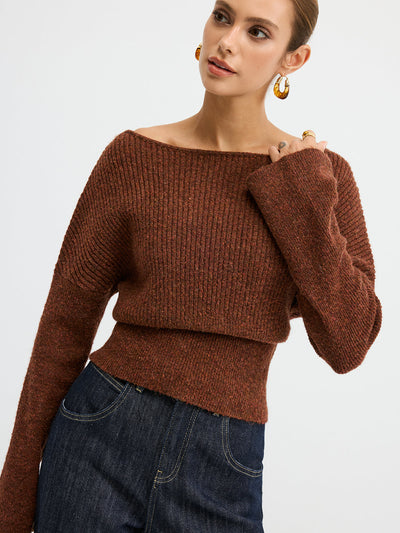 Wool Blend Off-Shoulder Sweater