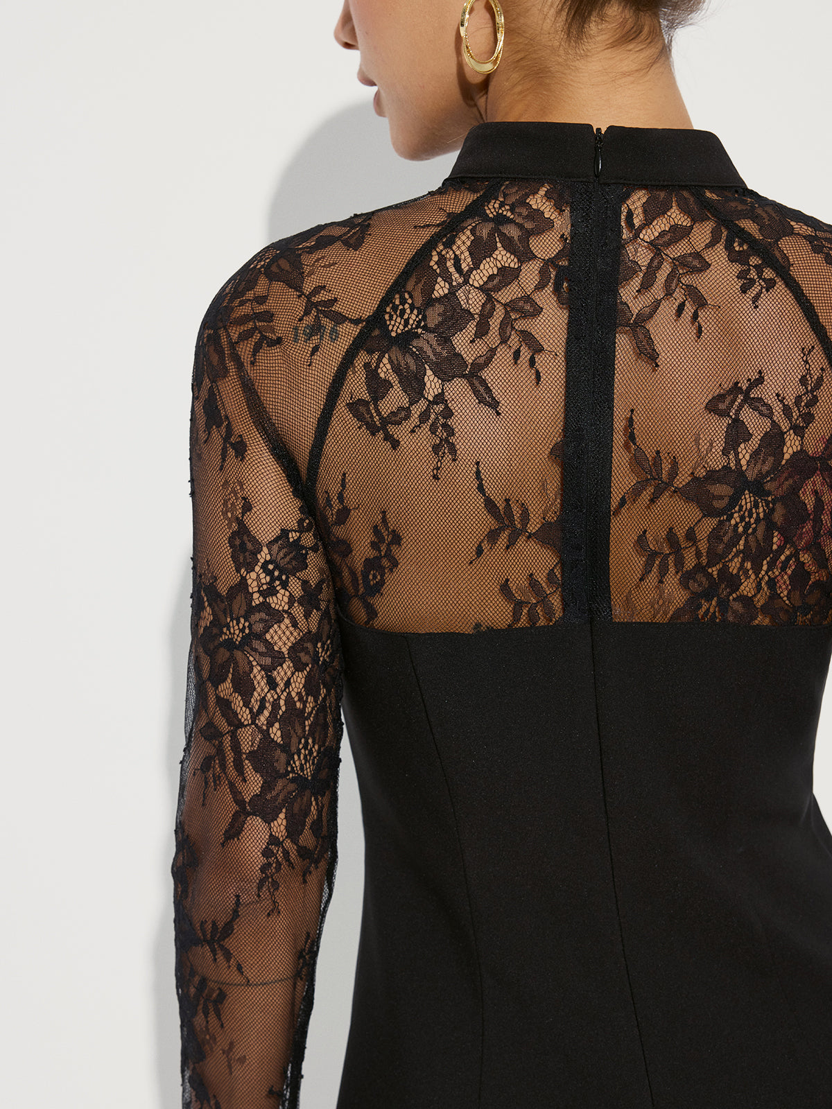 Lace Sleeve A-Line Mini Dress