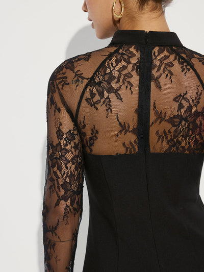 Lace Sleeve A-Line Mini Dress