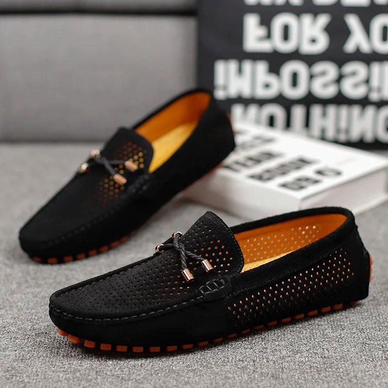 GIANNI PERFORATED LEATHER LOAFERS