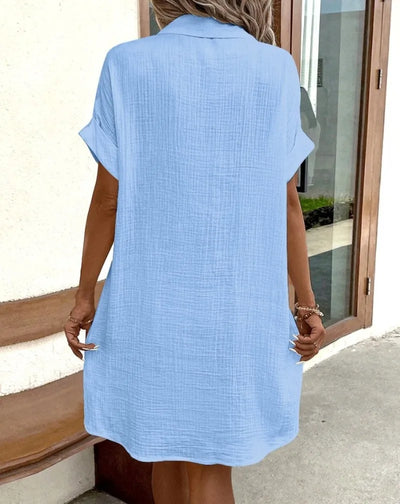 MARIA LINEN POCKET SHIRT DRESS