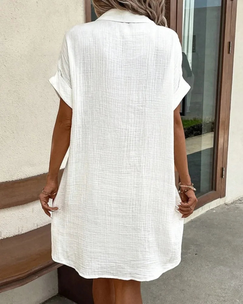 MARIA LINEN POCKET SHIRT DRESS