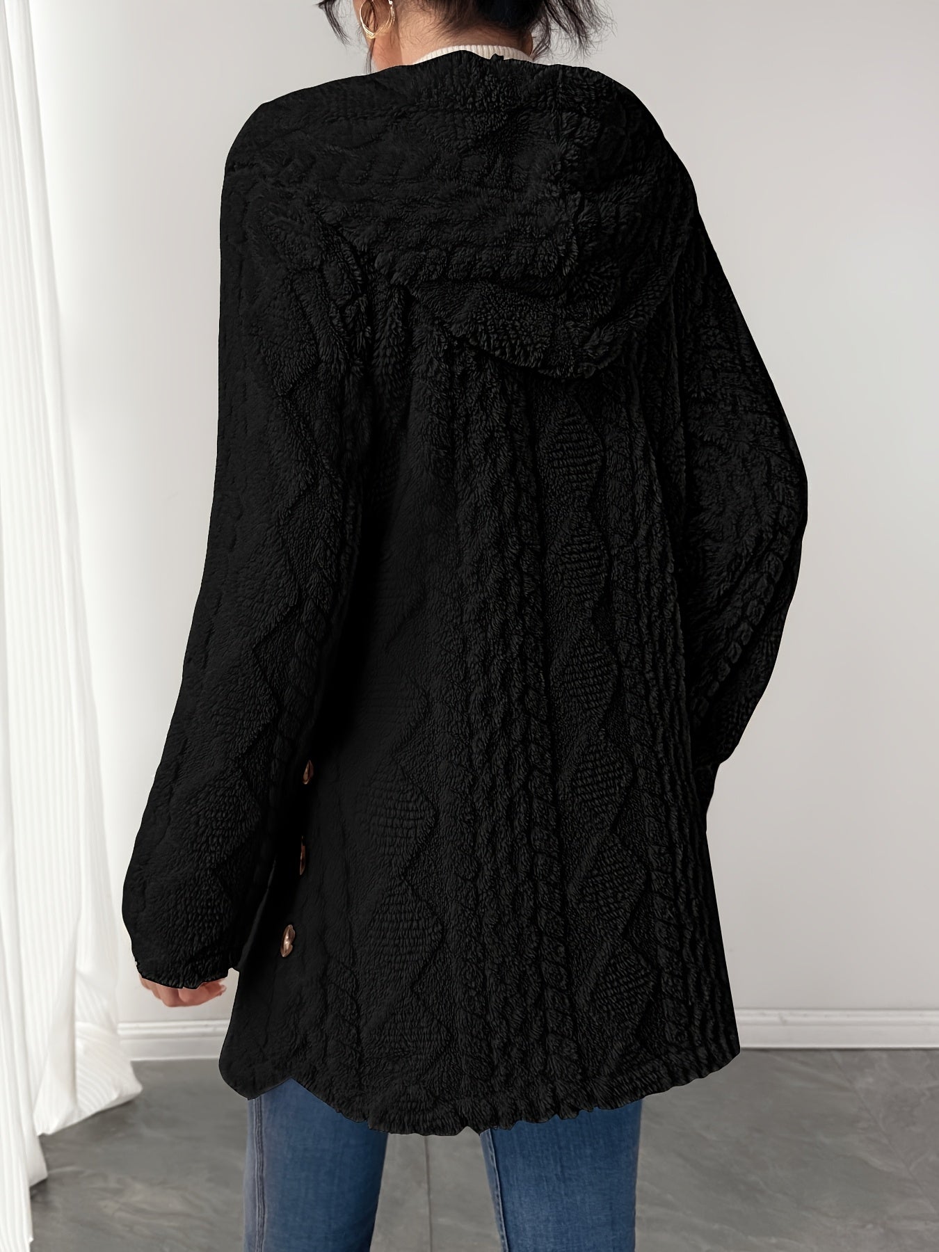 Rhombus Hooded Teddy Jacket