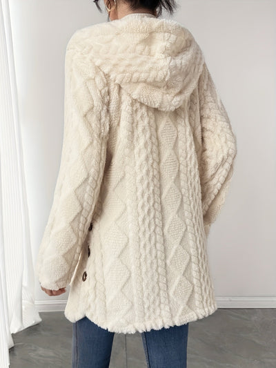 Rhombus Hooded Teddy Jacket