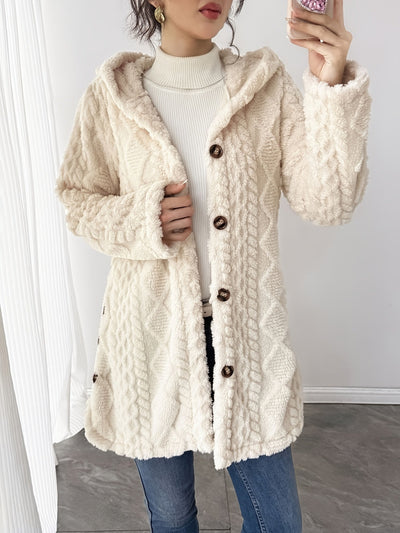 Rhombus Hooded Teddy Jacket