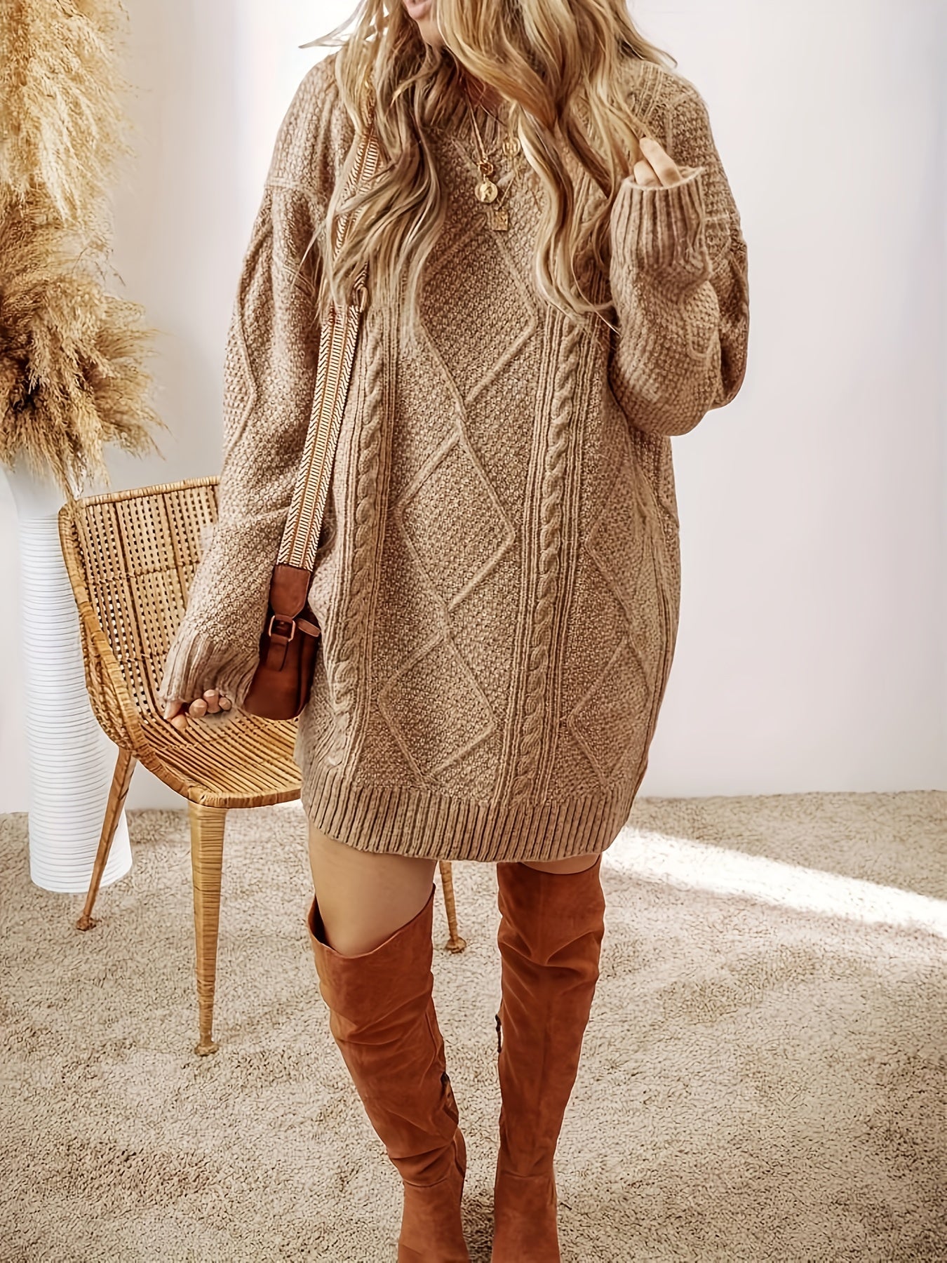 JUNO CABLE-KNIT JUMPER DRESS
